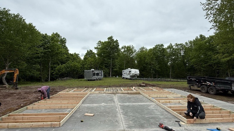 Solar farm site preparation with dozer clearing land in Oneida County