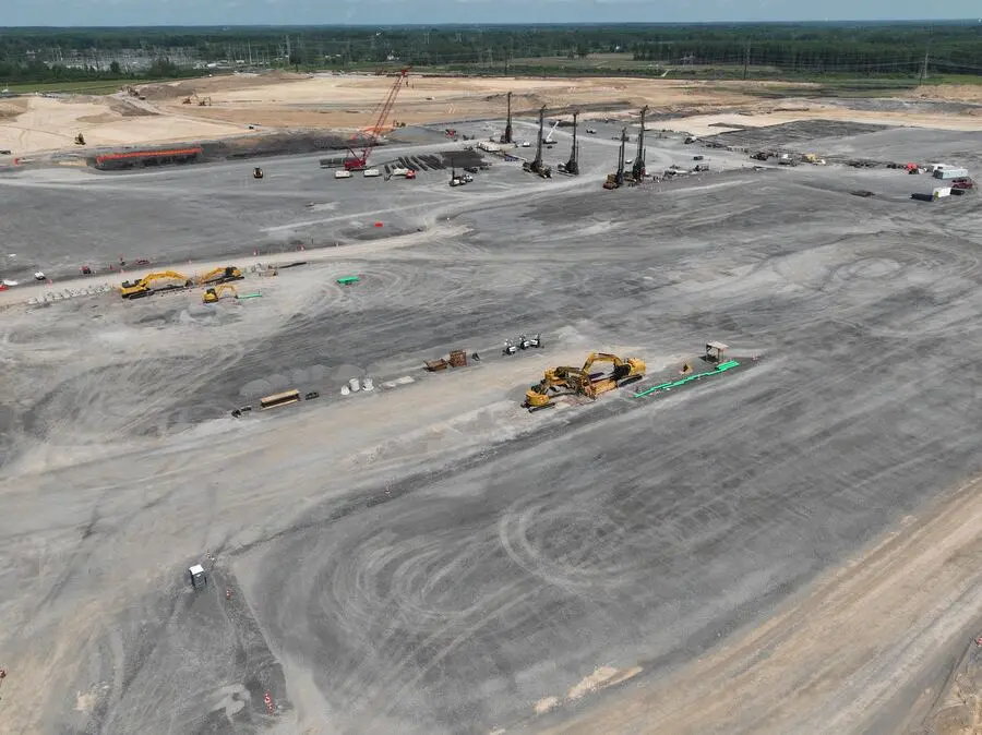 Proof Rolled Aggregate Subgrade, aerial site work photo