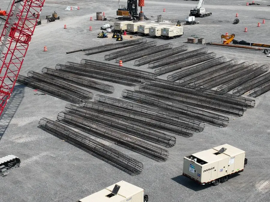 Reinforcing Cage Layout, aerial site work photo