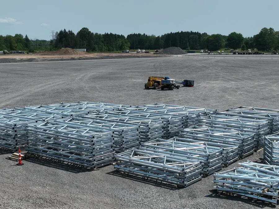 Structural Steel Laydown, aerial site work photo